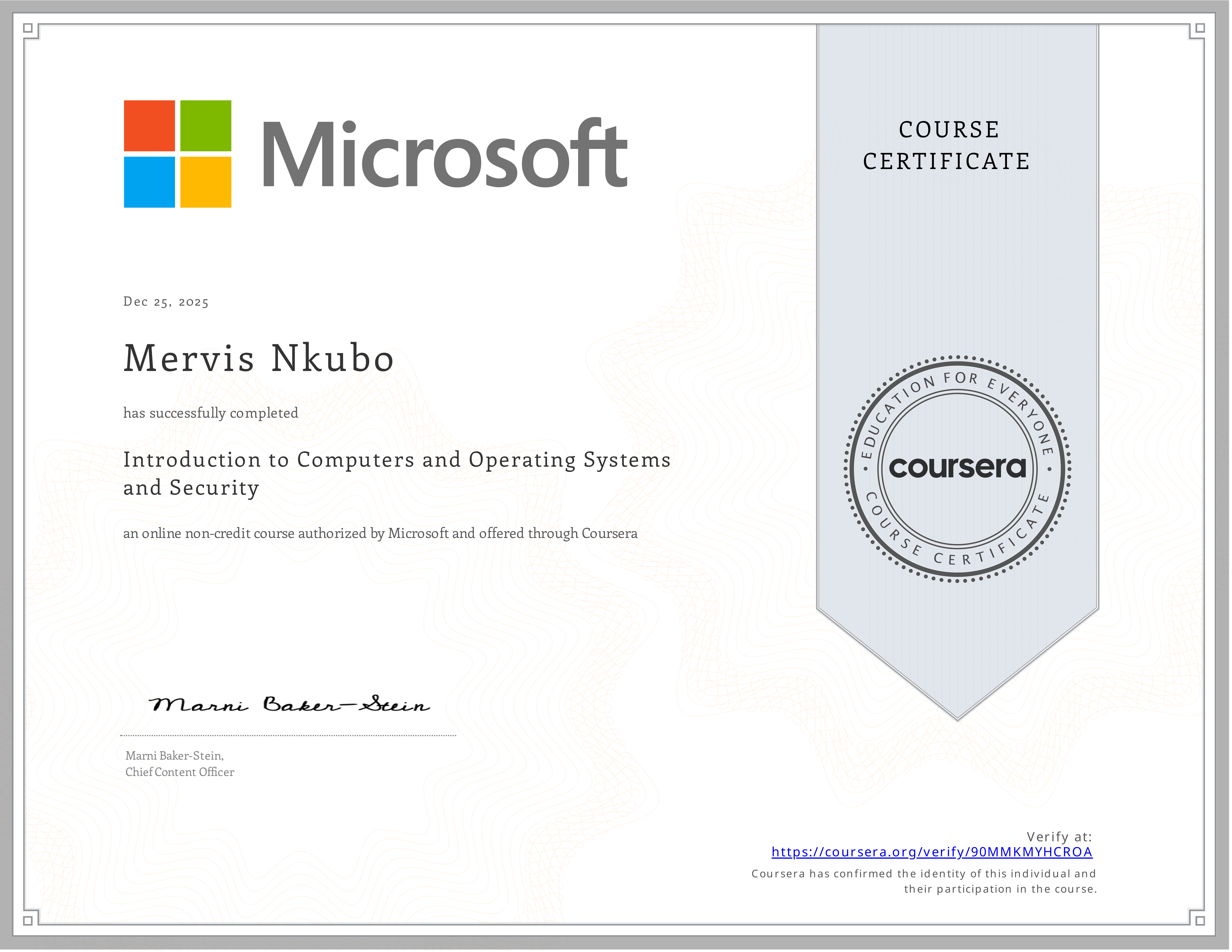 Operating Systems Certificate